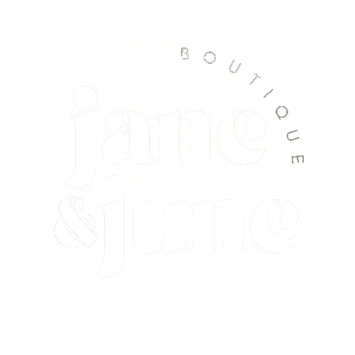 Logo of Jane & June Boutique featuring stylized text within a circular boundary.