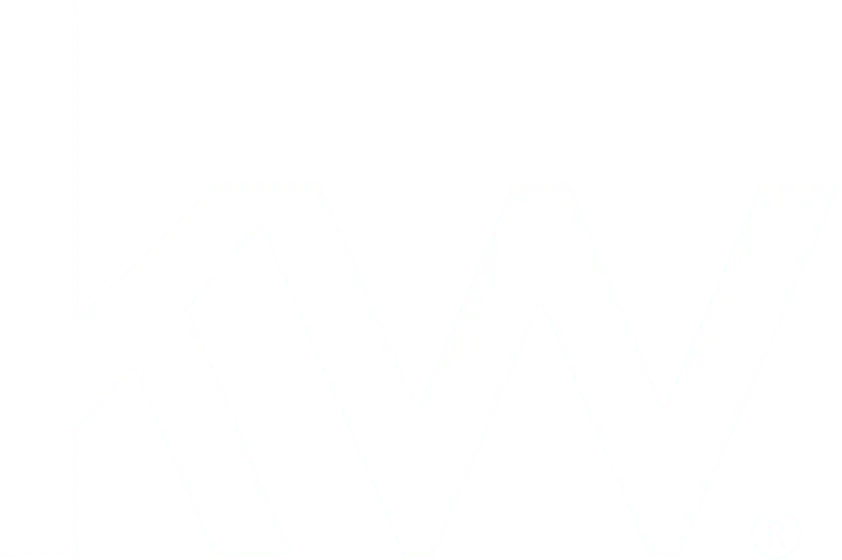 Stylized white "KW" logo with a registered trademark symbol on a dark background.