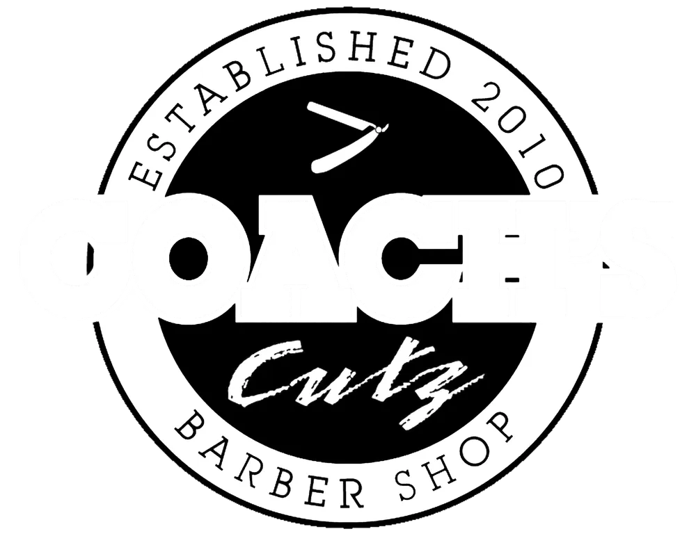 Logo of Coach's Barber Shop featuring a circular design with the words "Established 2010" and a straight razor graphic near the top.