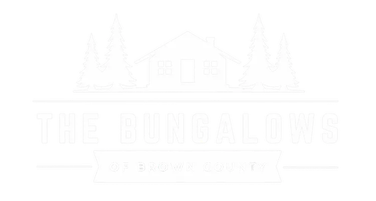 Logo of "The Bungalows of Brown County" featuring an illustration of a bungalow with trees on each side.