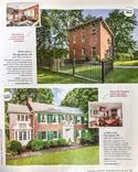 Real estate advertisement page from a magazine featuring three homes for sale, detailing their prices, locations, and unique features with interior and exterior pictures.